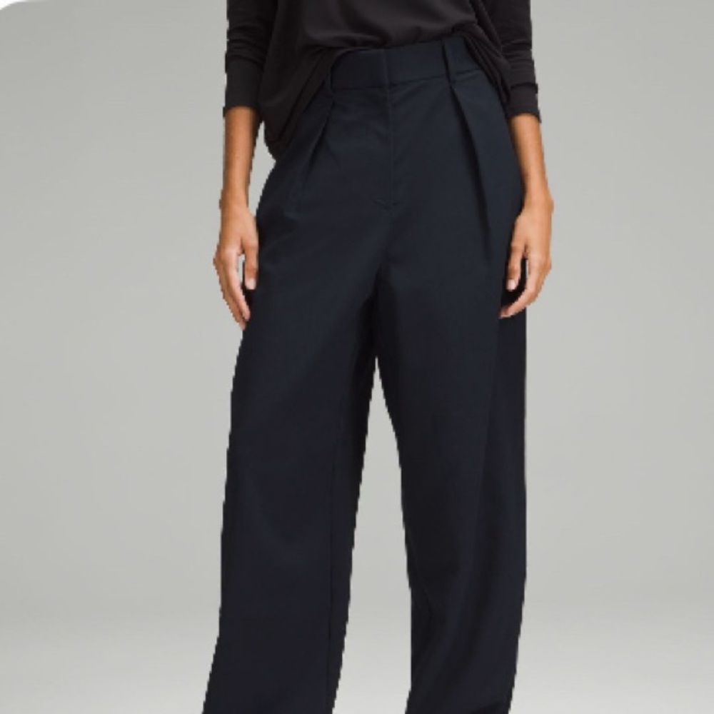Lululemon Front High- Rise Navy Blue Wide-Leg Trousers